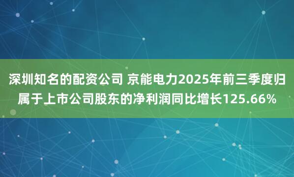 深圳知名的配资公司 京能电力2025年前三季度归属于上市公司股东的净利润同比增长125.66%