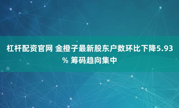 杠杆配资官网 金橙子最新股东户数环比下降5.93% 筹码趋向集中